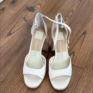 Dolce Vita White Ankle-Strap Block Heels